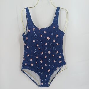 Real Essentials Navy Blue Polka Dot One Piece Swimsuit Girls XL Extra Large